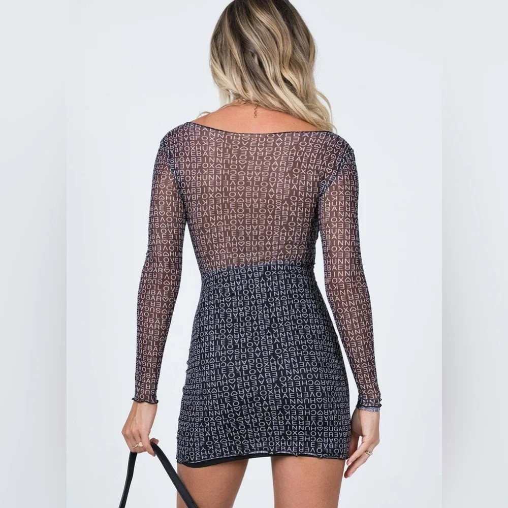 Princess polly long sleeve mesh cut out mini dress nwot - Picture 3 of 5